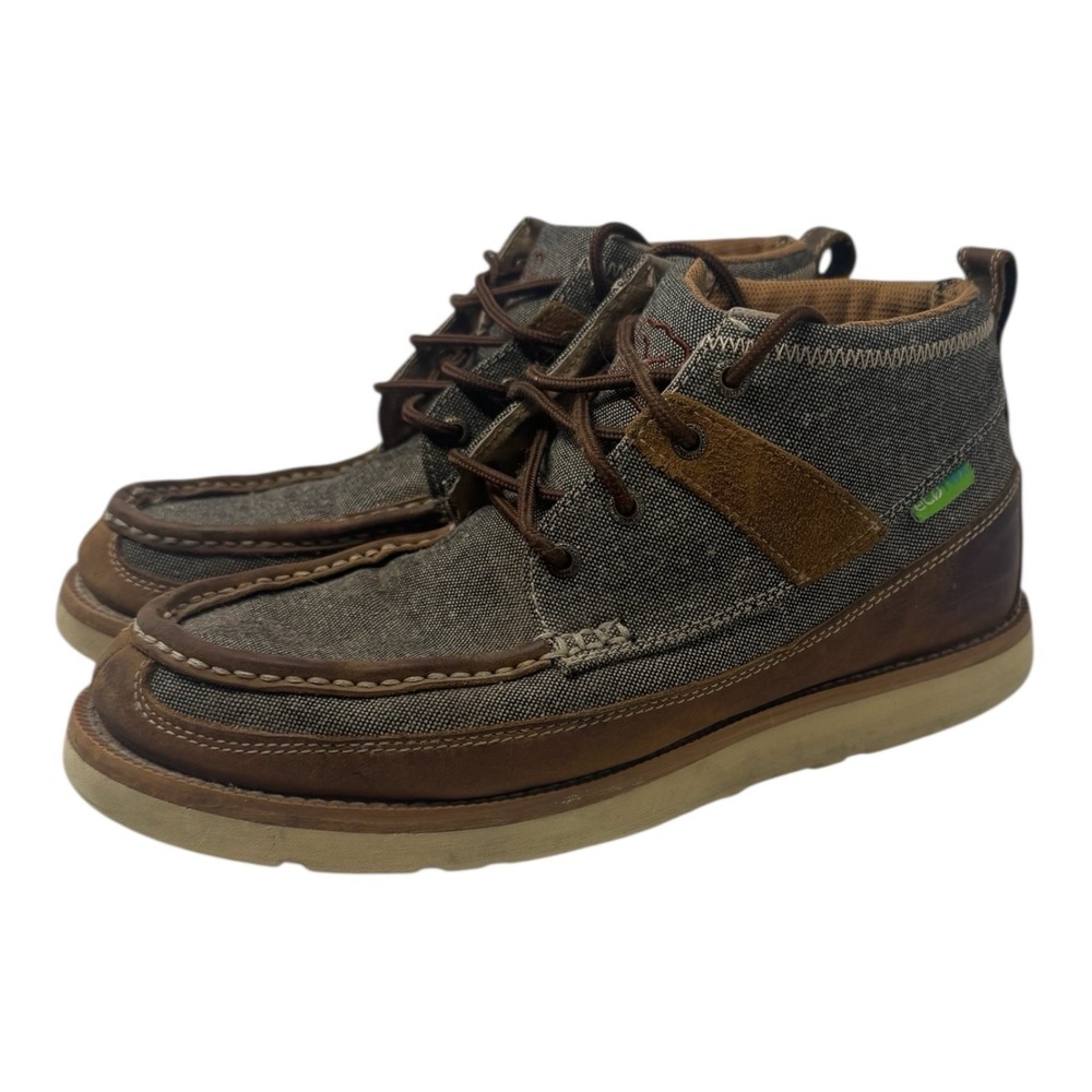 Twisted X🔥Western Wedge 🤑Sole Chukka Boots Brown Gray Canvas Cowboy Leather 9 - Picture 10 of 10